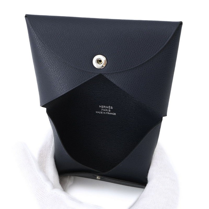 エルメス カードケース カルヴィ ブルーニュイ ヴォーマダム W刻印 HERMES 名刺入れ