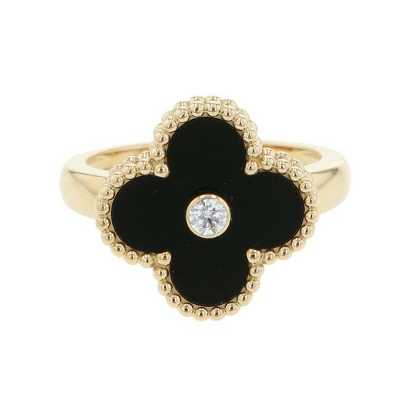 ヴァンクリーフ＆アーペル リング ヴィンテージ アルハンブラ リング オニキス/ダイヤモンド 1P 0.05ct K18YG サイズ50 VCARA41000