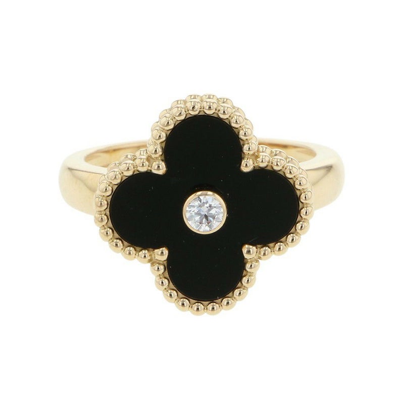 ヴァンクリーフ＆アーペル リング ヴィンテージ アルハンブラ リング オニキス/ダイヤモンド 1P 0.05ct K18YG サイズ50 VCARA41000