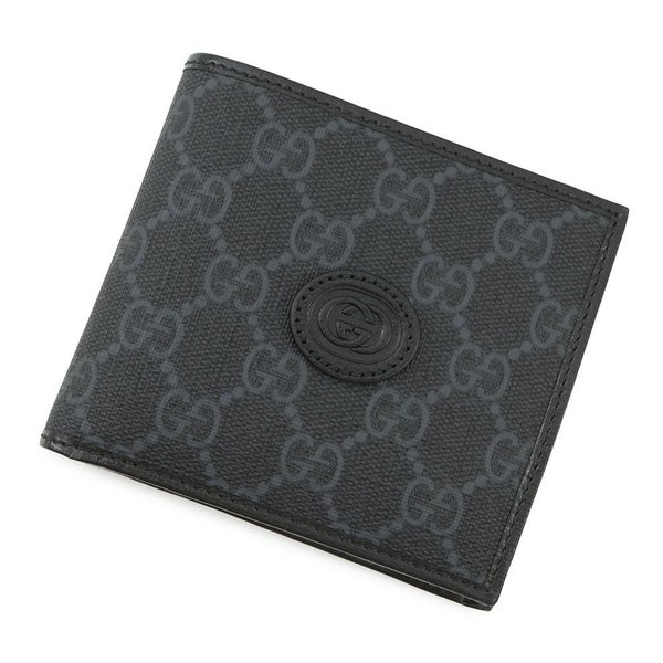 グッチ 二つ折り財布 GGスプリーム レザー PVC 673000 GUCCI 財布 メンズ 黒