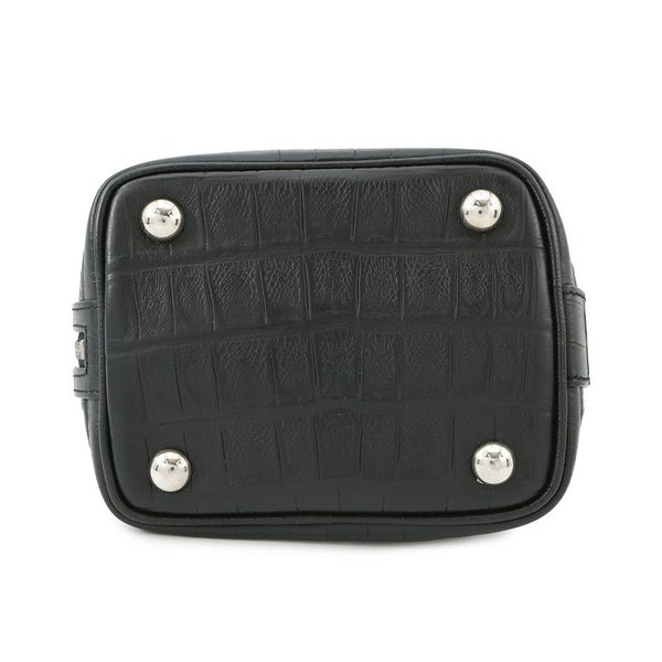 サンローランパリ ハンドバッグ エマニュエル  バケットバッグ クロコ型押しレザー 340240 黒 2way