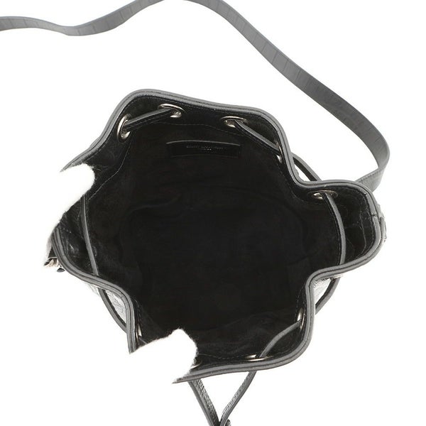 サンローランパリ ハンドバッグ エマニュエル  バケットバッグ クロコ型押しレザー 340240 黒 2way