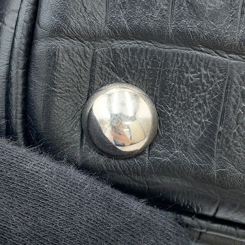 サンローランパリ ハンドバッグ エマニュエル  バケットバッグ クロコ型押しレザー 340240 黒 2way