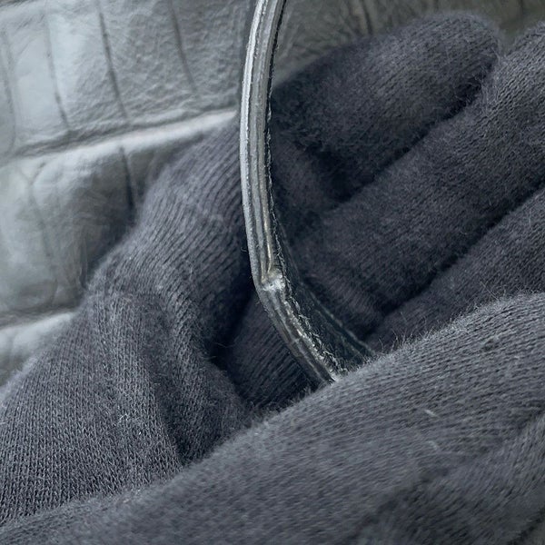 サンローランパリ ハンドバッグ エマニュエル  バケットバッグ クロコ型押しレザー 340240 黒 2way