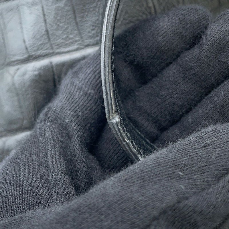 サンローランパリ ハンドバッグ エマニュエル  バケットバッグ クロコ型押しレザー 340240 黒 2way