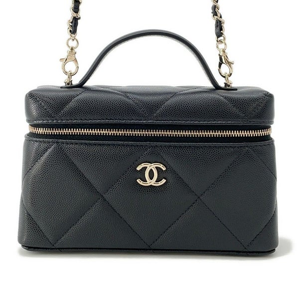 シャネル ハンドバッグ マトラッセ バニティ ココマーク キャビアスキン CHANEL 2wayショルダー 黒