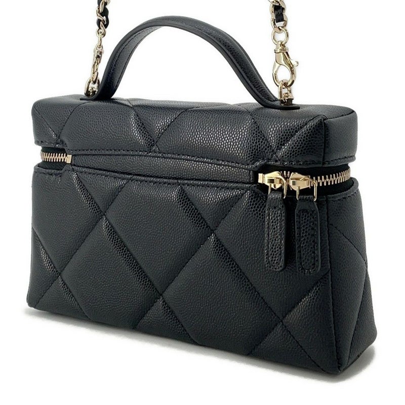 シャネル ハンドバッグ マトラッセ バニティ ココマーク キャビアスキン CHANEL 2wayショルダー 黒