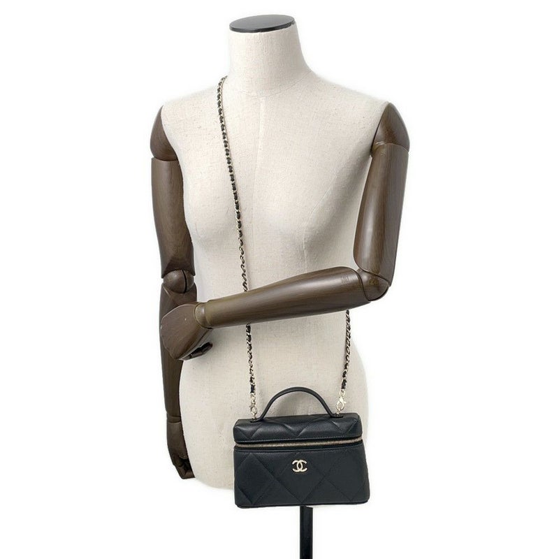 シャネル ハンドバッグ マトラッセ バニティ ココマーク キャビアスキン CHANEL 2wayショルダー 黒