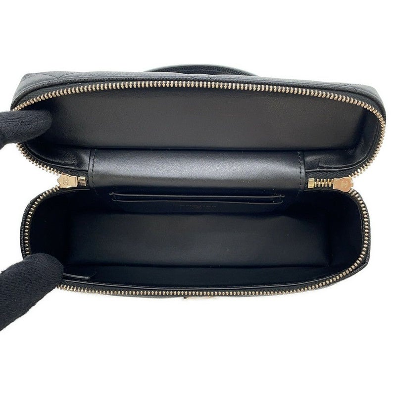 シャネル ハンドバッグ マトラッセ バニティ ココマーク キャビアスキン CHANEL 2wayショルダー 黒