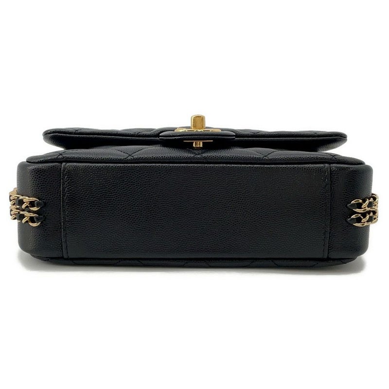 シャネル チェーンショルダーバッグ ミニ マトラッセ キャビアスキン AS3757 CHANEL バッグ 黒