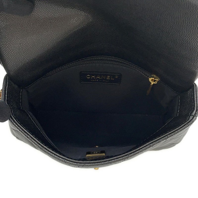 シャネル チェーンショルダーバッグ ミニ マトラッセ キャビアスキン AS3757 CHANEL バッグ 黒