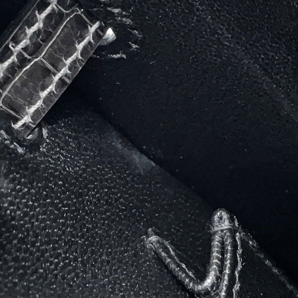 エルメス ケリー25 外縫い タッチ ブラック/グラファイト/シャンパンゴールド金具 ヴォーマダム/アリゲーターシャイン K刻印 黒