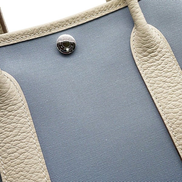 エルメス トートバッグ ガーデンパーティTPM クレ/ブルーリン/シルバー金具 トワルオフィシエ/ネゴンダ X刻印