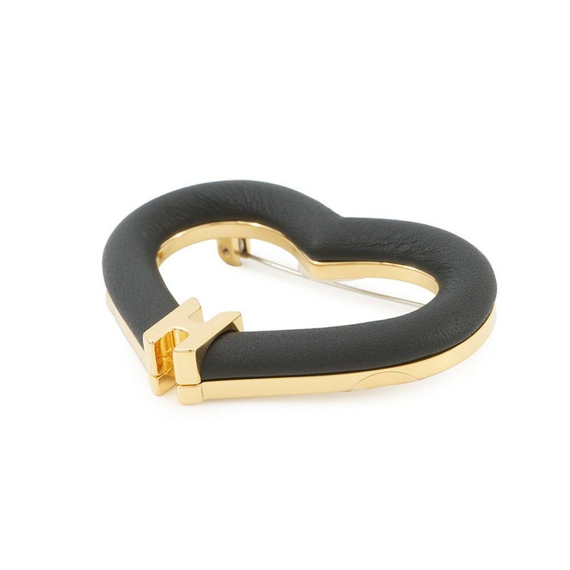 エルメス ブローチ オ・クール・デュ・フォーブル ブラック/ゴールド金具 スイフト HERMES アクセサリー 黒