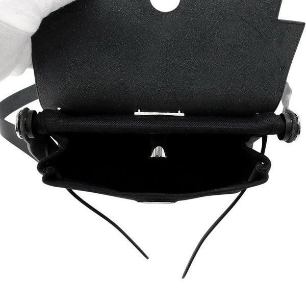 エルメス ショルダーバッグ エールバッグジップ ミニ ブラック/シルバー金具 トワルミリタリー/ヴァッシュハンター W刻印 黒