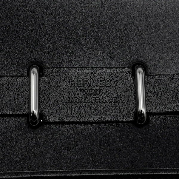 エルメス ショルダーバッグ エールバッグジップ ミニ ブラック/シルバー金具 トワルミリタリー/ヴァッシュハンター W刻印 黒