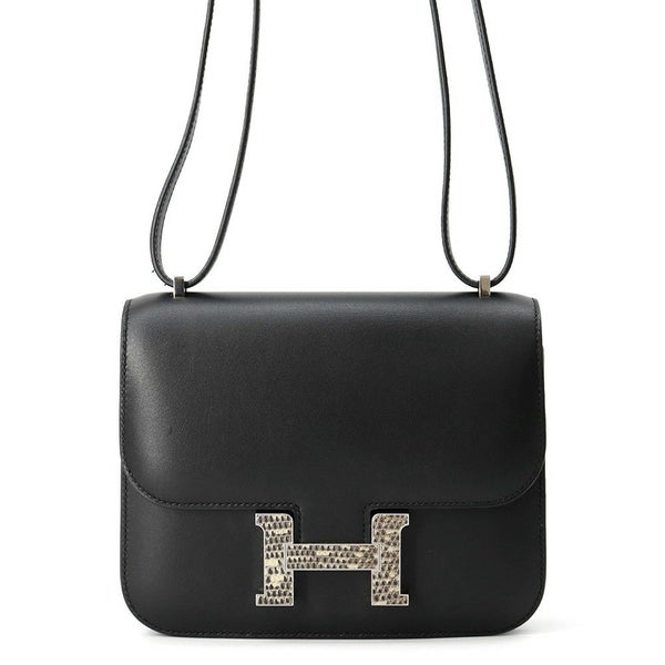 エルメス ミニ コンスタンス3 ブラック/シルバー金具 ヴォームッシュ/リザードナチュラ U刻印 黒