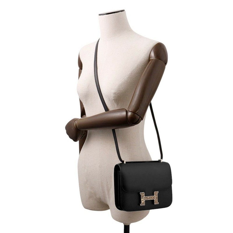 エルメス ミニ コンスタンス3 ブラック/シルバー金具 ヴォームッシュ/リザードナチュラ U刻印 黒