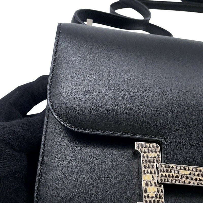 エルメス ミニ コンスタンス3 ブラック/シルバー金具 ヴォームッシュ/リザードナチュラ U刻印 黒