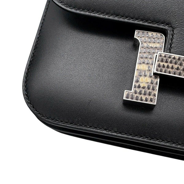 エルメス ミニ コンスタンス3 ブラック/シルバー金具 ヴォームッシュ/リザードナチュラ U刻印 黒