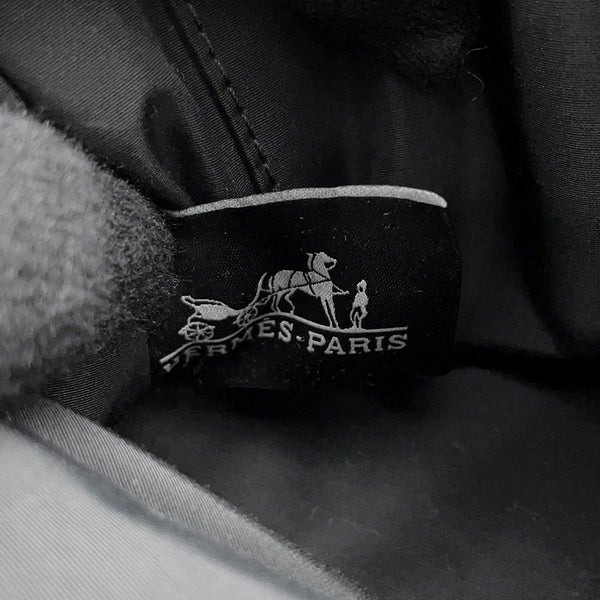 エルメス シューズケアセット ボリードポーチ ブラック/シルバー金具 キャンバス HERMES 黒