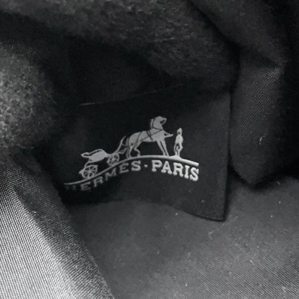 エルメス シューズケアセット ボリードポーチ ブラック/シルバー金具 キャンバス HERMES 黒