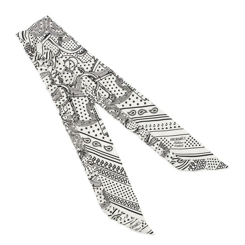 エルメス スカーフ ツイリー フリル エプロン・ドール・バンダナ Eperon d'Or Bandana 2024年春夏 白 黒