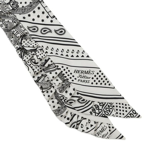 エルメス スカーフ ツイリー フリル エプロン・ドール・バンダナ Eperon d'Or Bandana 2024年春夏 白 黒