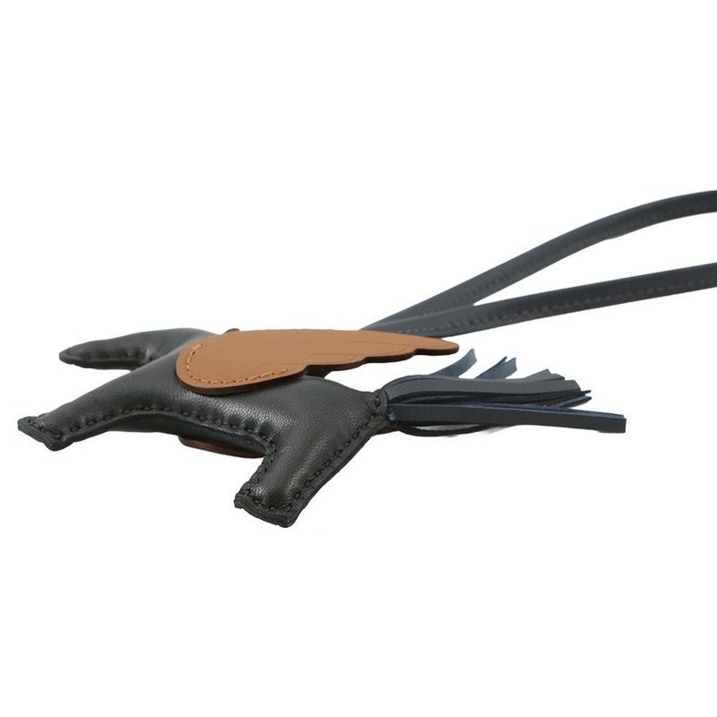 エルメス バッグチャーム ロデオPM ペガサス ブラック/ブルーニュイ/ゴールド ラムスキン K刻印 HERMES チャーム オーナメント