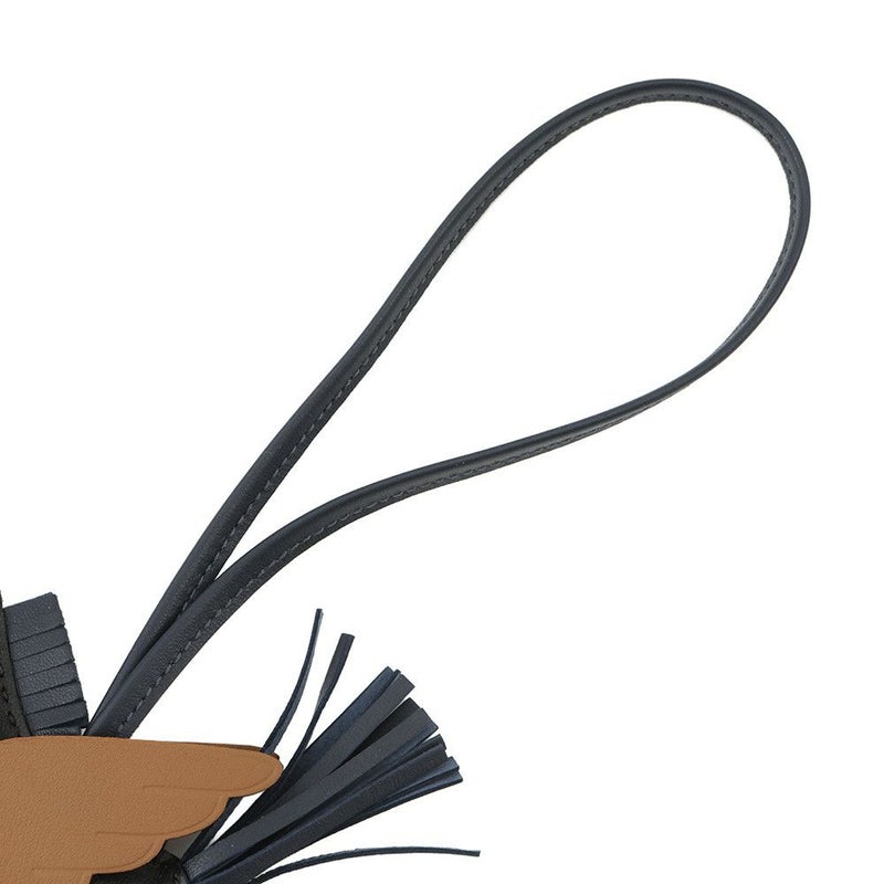 エルメス バッグチャーム ロデオPM ペガサス ブラック/ブルーニュイ/ゴールド ラムスキン K刻印 HERMES チャーム オーナメント