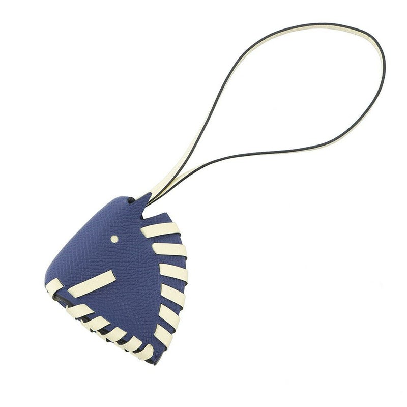 エルメス バッグチャーム シュバル トレッセ ブルータイ/ジョーヌミルトン エプソン K刻印 HERMES チャーム