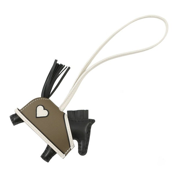 エルメス バッグチャーム ロデオPM ロベオクール ブラック/エトゥープ/クレ ラムスキン K刻印 HERMES チャーム オーナメント