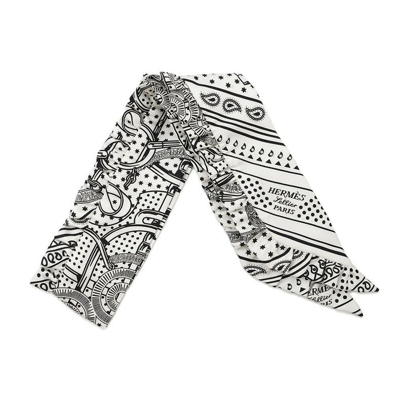 エルメス スカーフ ツイリー フリル エプロン・ドール・バンダナ Eperon d'Or Bandana 2024年春夏 白 黒