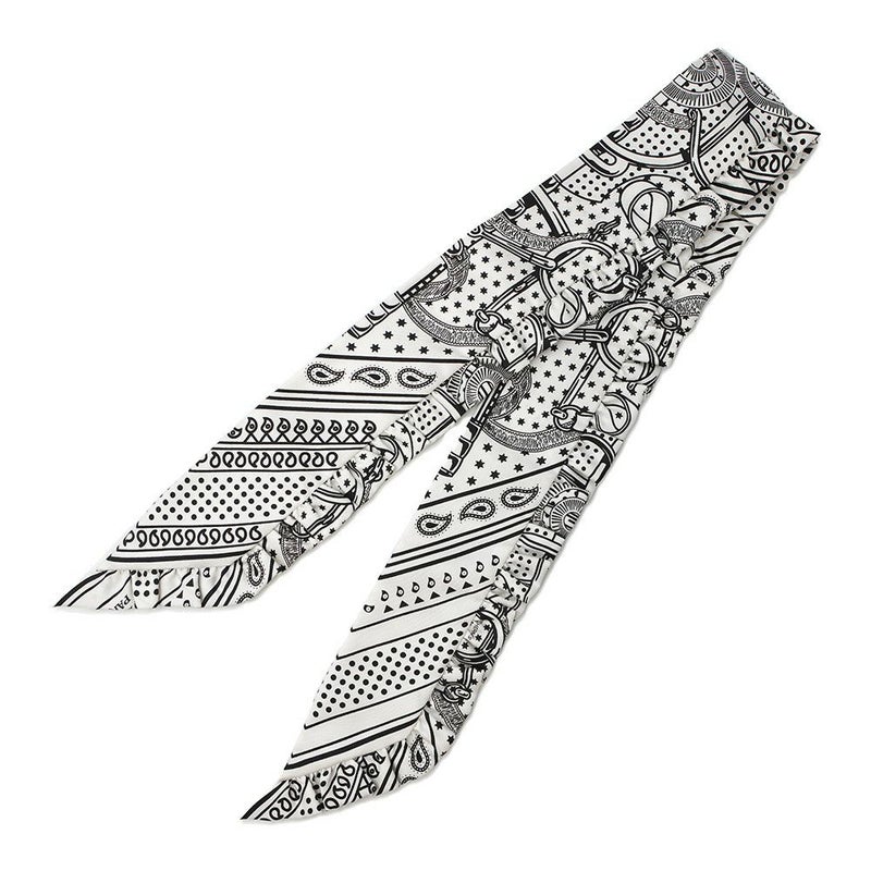 エルメス スカーフ ツイリー フリル エプロン・ドール・バンダナ Eperon d'Or Bandana 2024年春夏 白 黒