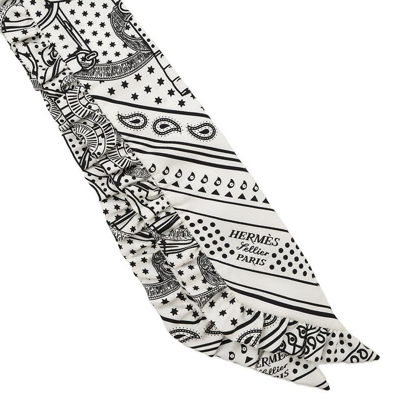 エルメス スカーフ ツイリー フリル エプロン・ドール・バンダナ Eperon d'Or Bandana 2024年春夏 白 黒