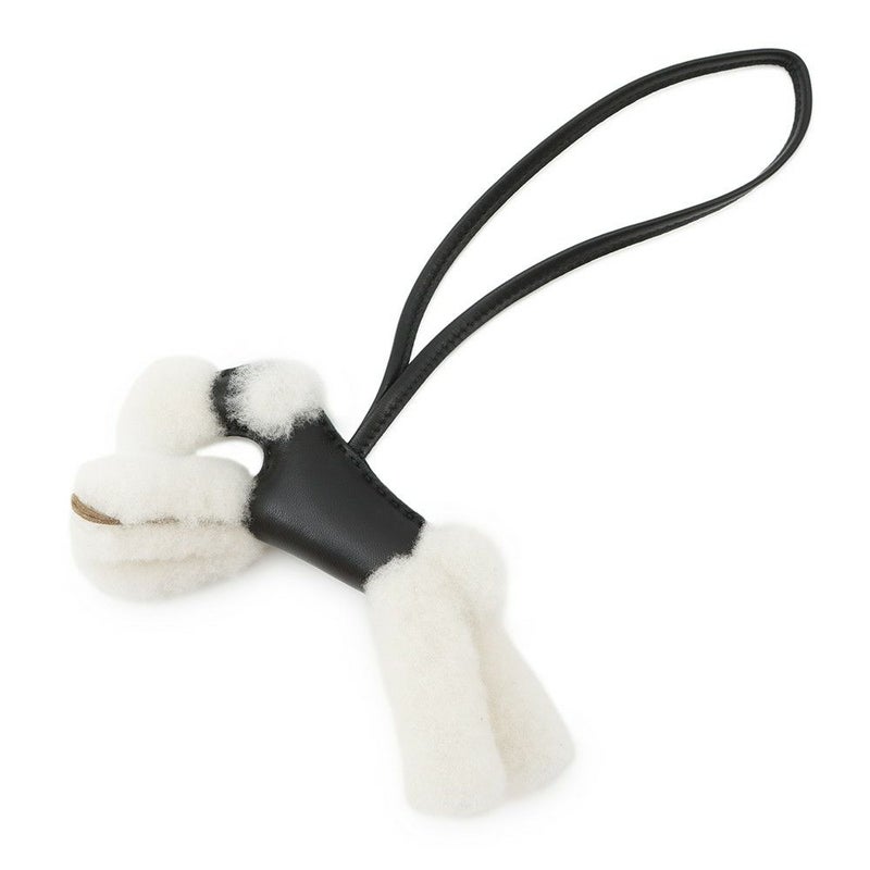 エルメス バッグチャーム バディ ブラック ラムスキン/ムートン U刻印 HERMES チャーム 黒