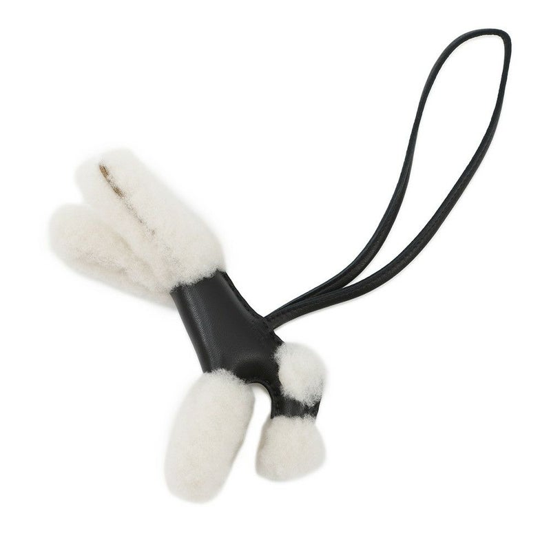 エルメス バッグチャーム バディ ブラック ラムスキン/ムートン U刻印 HERMES チャーム 黒