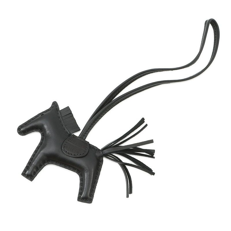 エルメス バッグチャーム ロデオ PM タッチ ブラック ラムスキン/アリゲーターマット Z刻印 HERMES 黒