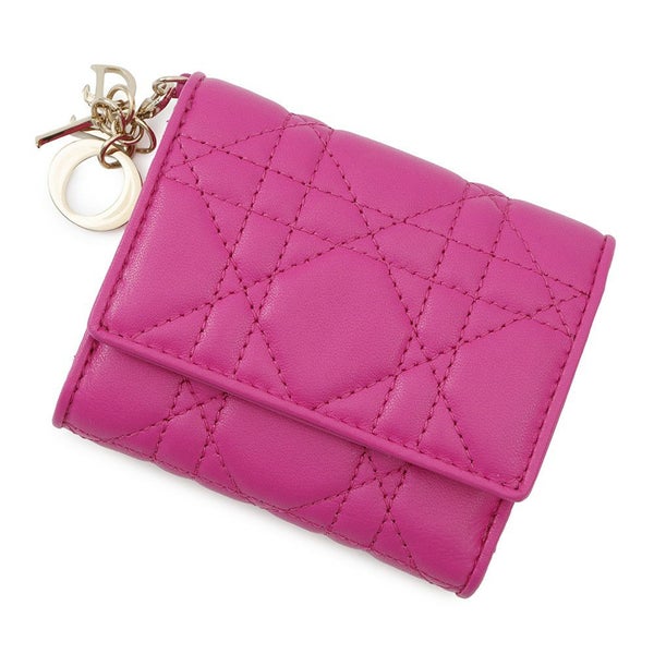 クリスチャン・ディオール 三つ折り財布 レディディオール ロータスウォレット カナージュ S0181ONMJ ラムスキン