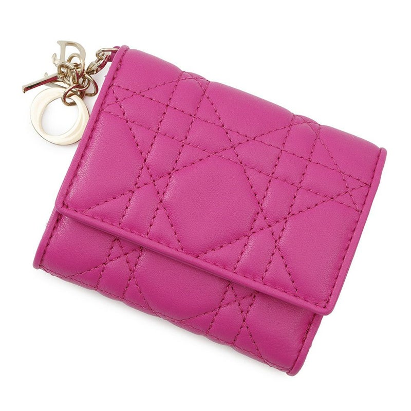 クリスチャン・ディオール 三つ折り財布 レディディオール ロータスウォレット カナージュ S0181ONMJ ラムスキン