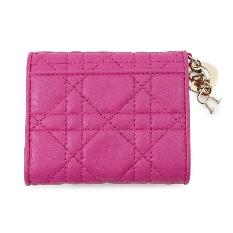 クリスチャン・ディオール 三つ折り財布 レディディオール ロータスウォレット カナージュ S0181ONMJ ラムスキン