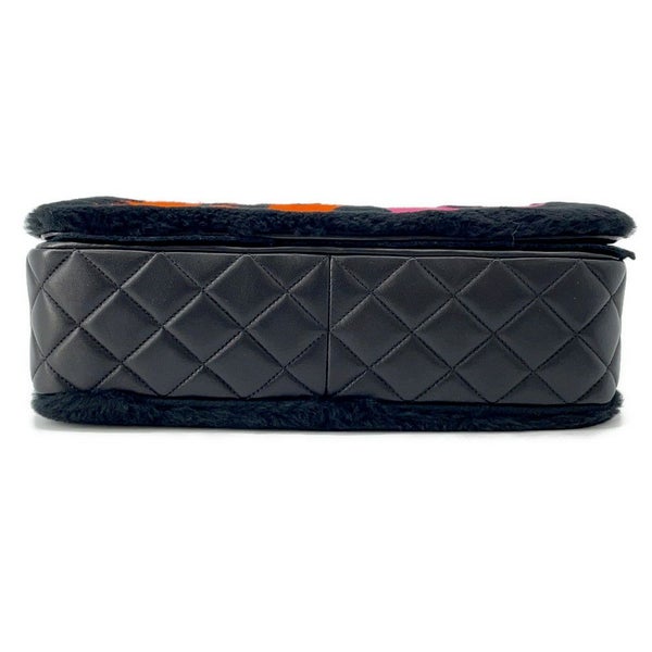 シャネル チェーンショルダーバッグ マトラッセ ココマーク ムートン ラムスキン A92592 CHANEL 黒