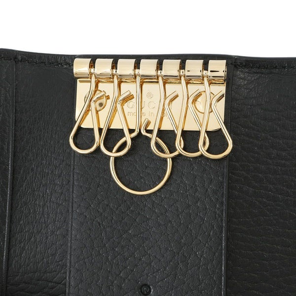 グッチ キーケース GGスプリーム ダブルG バイカラー 6連 レザー 456118 GUCCI 黒