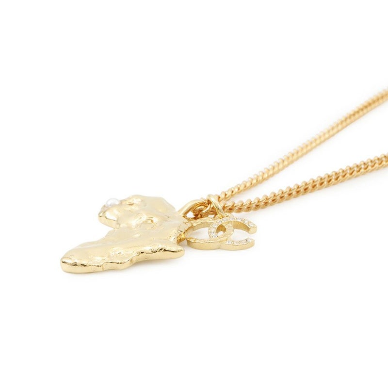 シャネル ネックレス ココマーク アフリカ大陸モチーフ フェイクパール ラインストーン G23A CHANEL アクセサリー