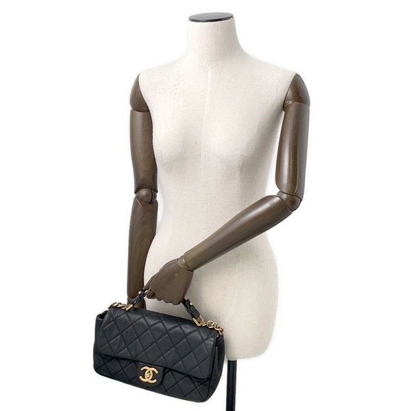 シャネル ハンドバッグ ココマーク マトラッセ トップハンドル キャビアスキン CHANEL 2way 黒