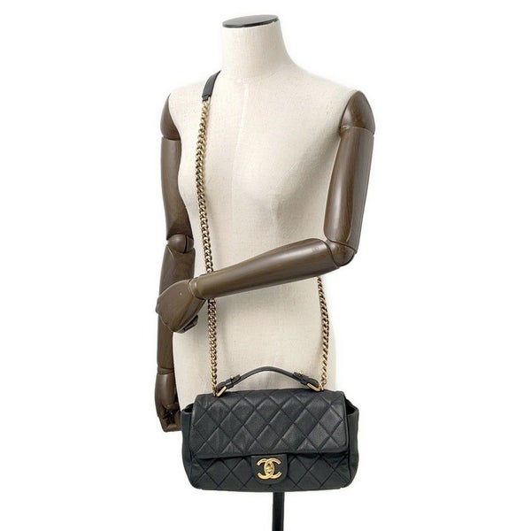 シャネル ハンドバッグ ココマーク マトラッセ トップハンドル キャビアスキン CHANEL 2way 黒