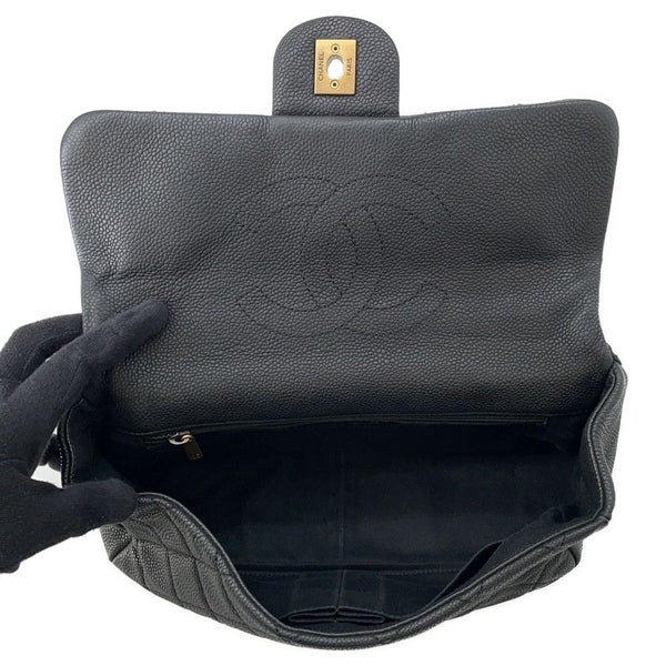 シャネル ハンドバッグ ココマーク マトラッセ トップハンドル キャビアスキン CHANEL 2way 黒