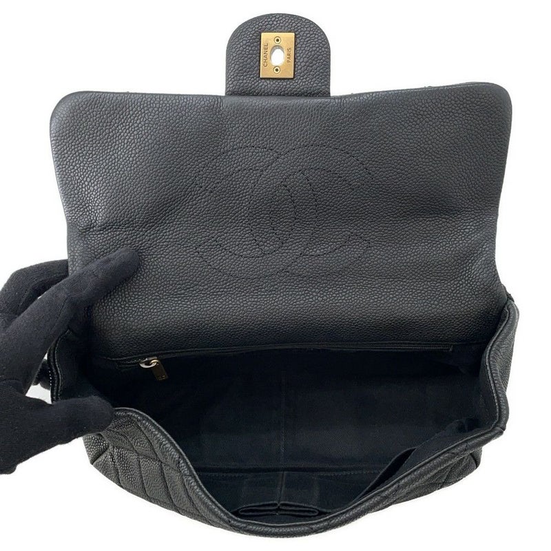 シャネル ハンドバッグ ココマーク マトラッセ トップハンドル キャビアスキン CHANEL 2way 黒