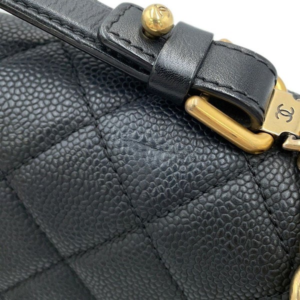 シャネル ハンドバッグ ココマーク マトラッセ トップハンドル キャビアスキン CHANEL 2way 黒