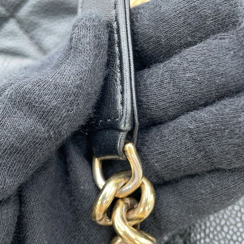 シャネル ハンドバッグ ココマーク マトラッセ トップハンドル キャビアスキン CHANEL 2way 黒